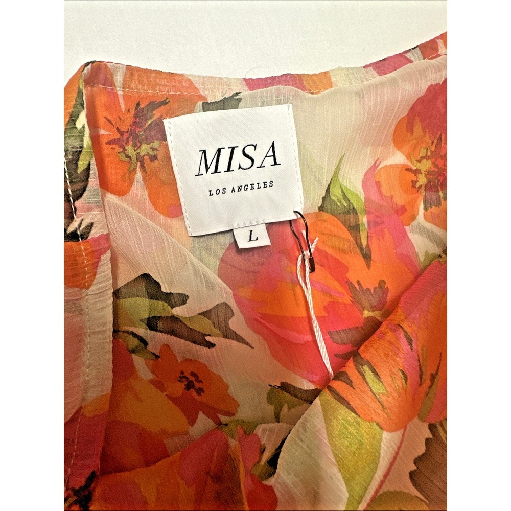 MISA Los Angeles Women Size Large Floral Asymmetrical Midi Ruffle Skirt - Picture 6 of 10